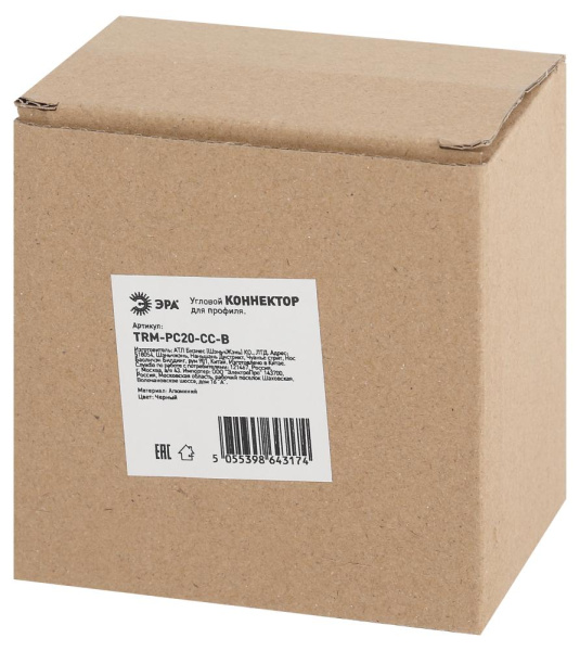 Коннектор ЭРА TRM-PC20-CC-B угловой для магнитного трекового шинопровода NOVA для натяжных потолков TRM-PC20 черный