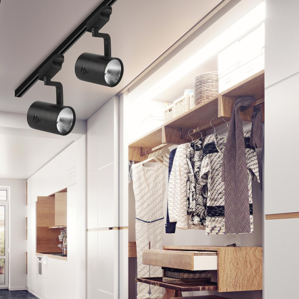 Трековый светильник однофазный ЭРА TR1 - 20 BK светодиодный COB 20Вт 4000К 1400Лм черный