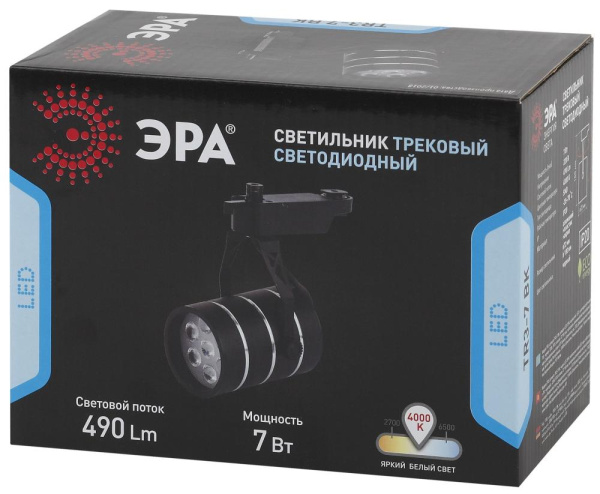 Трековый светильник однофазный ЭРА TR3 - 7 BK светодиодный SMD 7Вт 4000К 490Лм черный