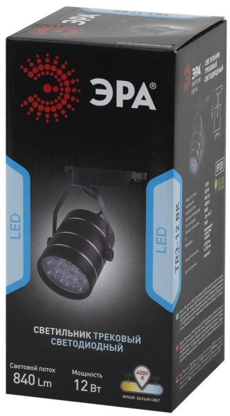 Трековый светильник однофазный ЭРА TR3 - 12 BK светодиодный 12Вт черный SMD