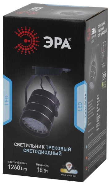 Трековый светильник однофазный ЭРА TR3 - 18 BK светодиодный SMD 18Вт 4000К 1260Лм черный