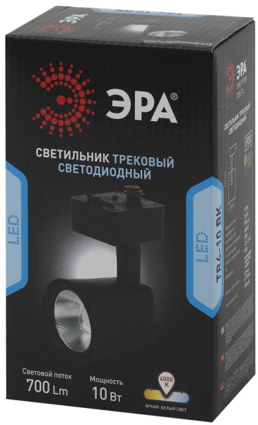 Трековый светильник однофазный ЭРА TR4 - 10 BK светодиодный COB 10Вт 4000К 700Лм черный