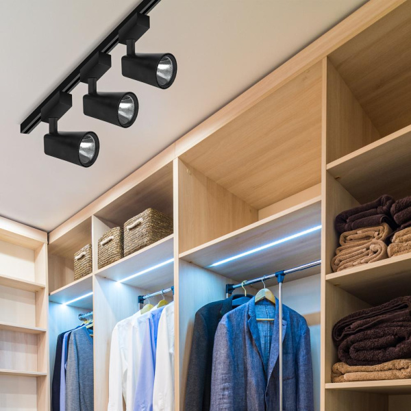 Трековый светильник однофазный ЭРА TR4 - 30 BK светодиодный 30Вт черный COB