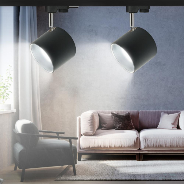 Трековый светильник однофазный ЭРА TR15 GX53 BK/SL под лампу черный/серебро