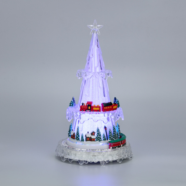 Фигура светодиодная на подставке Новогодний поезд с мелодией 30,5см, RGB NEON-NIGHT