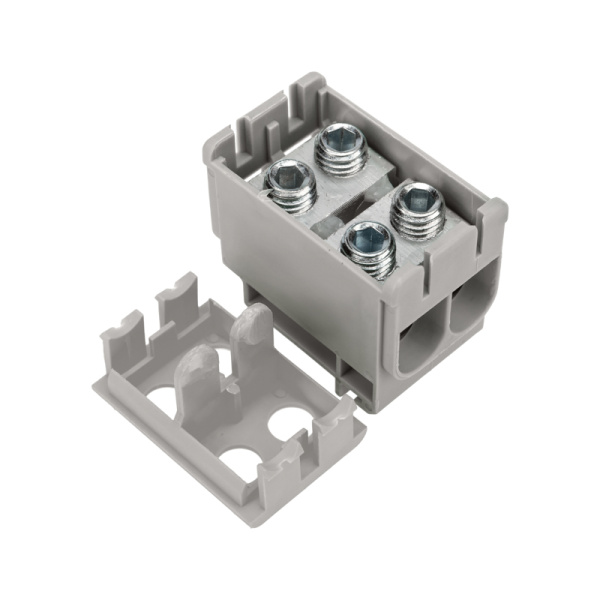 Клемма вводная силовая КВС 6-50мм² 2-рядная серая распределительная REXANT