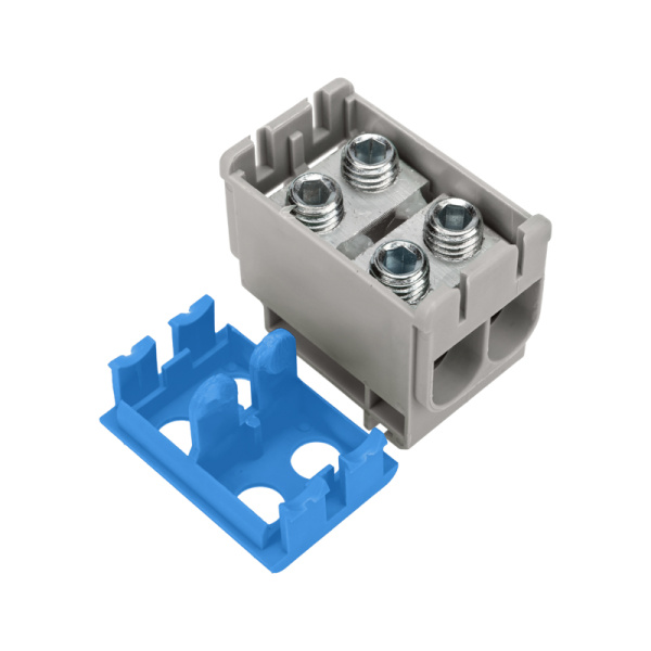 Клемма вводная силовая КВС 6-50мм² 2-рядная синяя распределительная REXANT
