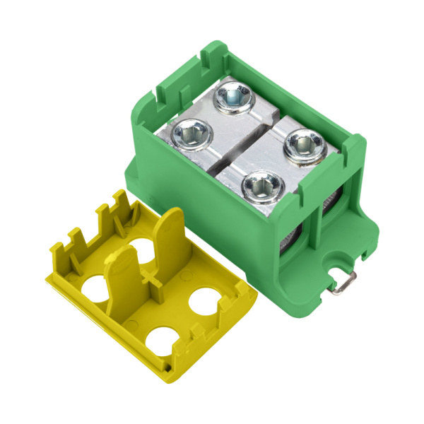Клемма вводная силовая КВС 16-95мм² 2-рядная желто-зеленая PE распределительная REXANT