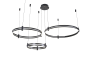 Подвесной светильник Zortes DUBLE-R ZRS.27510.03, Мощность - 228Вт, Тип лампы: LED, В -1500мм/350мм / Ш - Ø400мм+600мм+800мм