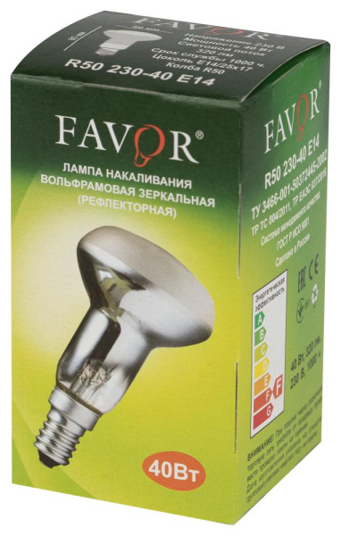Лампочка Favor R50 40Вт E14 / Е14 230В рефлектор