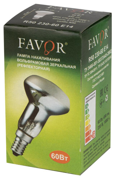 Лампочка Favor R50 60Вт E14 / Е14 230В рефлектор