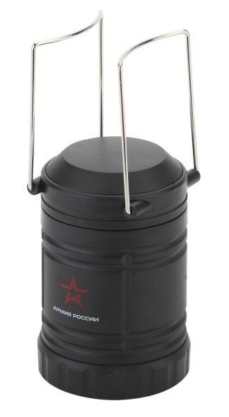 Фонарь кемпинговый светодиодный АРМИЯ РОССИИ KB-502 на батарейках складной мощный светильник с магнитом и крючком черный