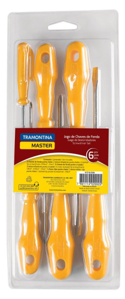 Набор отверток Tramontina MASTER 41516/506 6 шт шлицевые SL5x100, SL6x100, SL3x75, крестовые PH0x75, PH1x100, PH2x100