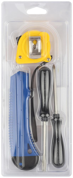 Набор инструментов Tramontina MASTER 43408/118 4 предмета (2 отвертки, строительный нож, рулетка 2 м)