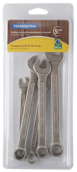 Набор ключей комбинированных Tramontina 41128/299 5 штук размеры: 8, 10, 12, 13, 14 мм