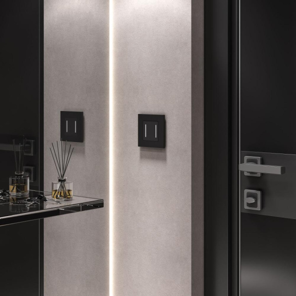 Сенсорный выключатель двухклавишный с подсветкой (черный) W4522008