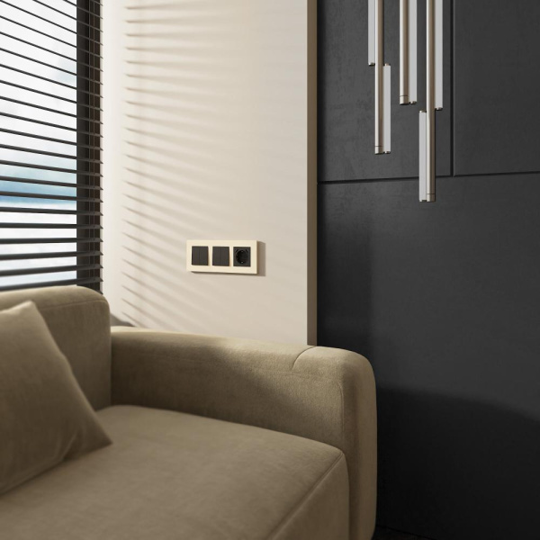 Рамка на 3 поста Slab (айвори софт) W0032962