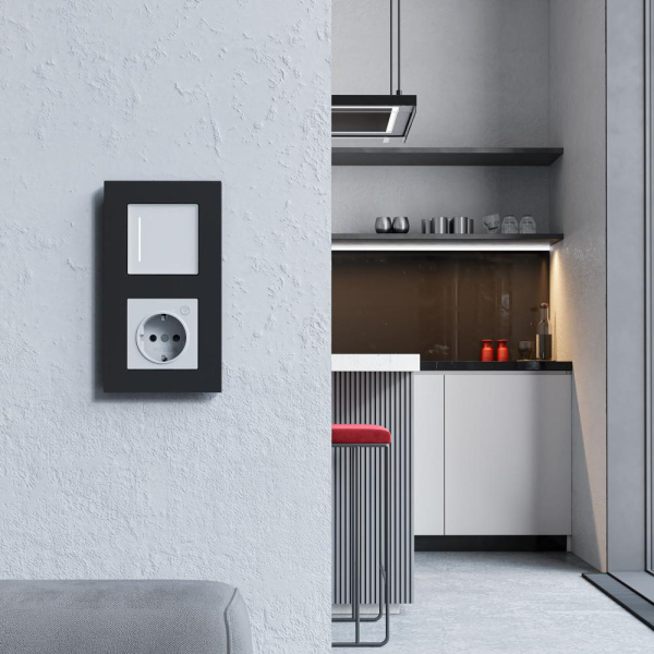 Рамка на 2 поста Slab (черный софт) W0022908