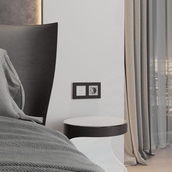 Рамка на 2 поста Slab (черный софт) W0022908