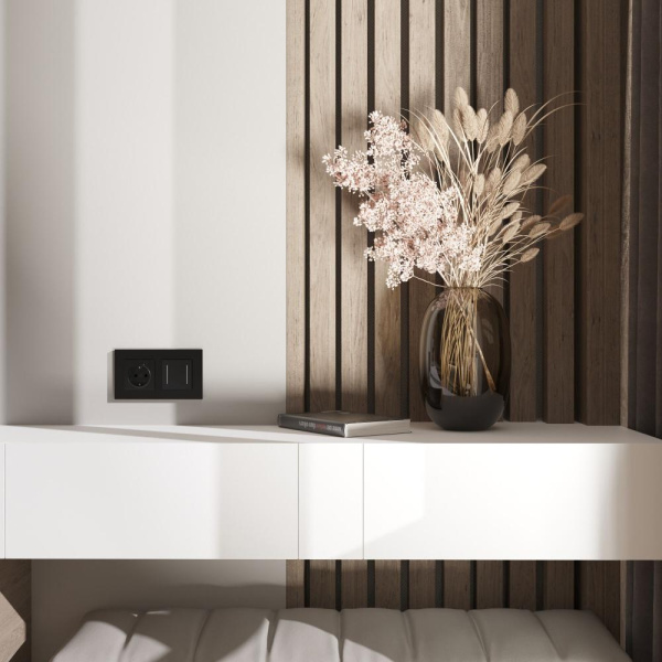 Рамка на 2 поста Slab (черный софт) W0022908