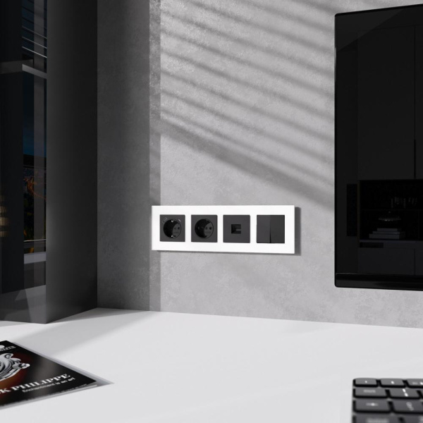 Рамка на 4 поста Slab (белый софт) W0042961