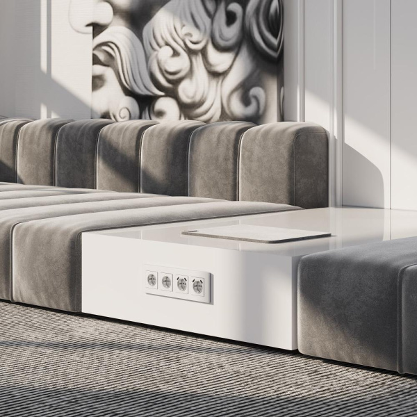 Рамка на 4 поста Slab (белый софт) W0042961