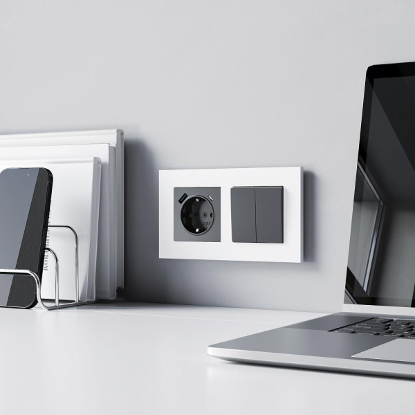 Рамка на 2 поста Slab (белый софт) W0022961