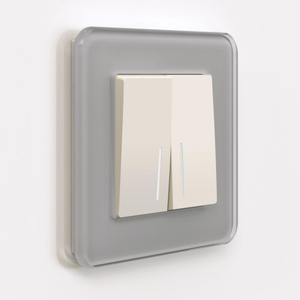 Выключатель двухклавишный с подсветкой (айвори матовый) W1120162