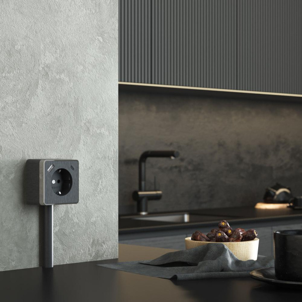 Розетка с заземлением, шторками и USB тип A+C Gallant (графит рифленый) W5071704