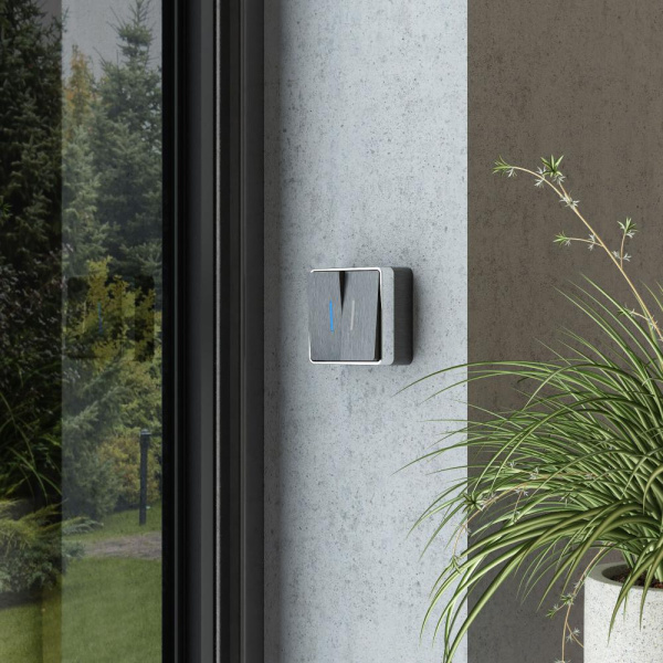 Выключатель двухклавишный с подсветкой Gallant (графит рифленый) W5020104