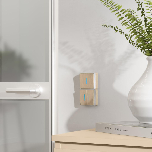 Выключатель двухклавишный с подсветкой Gallant (шампань рифленый) W5020110