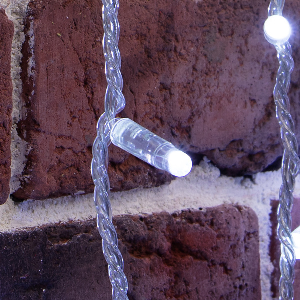 Гирлянда Занавес 2х9м 1200 LED БЕЛЫЙ прозрачный ПВХ IP65 эффект мерцания 230В соединяется, нужен блок 303-500-1