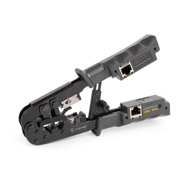 Пресс-клещи для RJ разъемов JT-02T серия ПРОФИ (кримпер) для разъемов RJ-45, RJ-12, RJ-11 c тестером витой пары