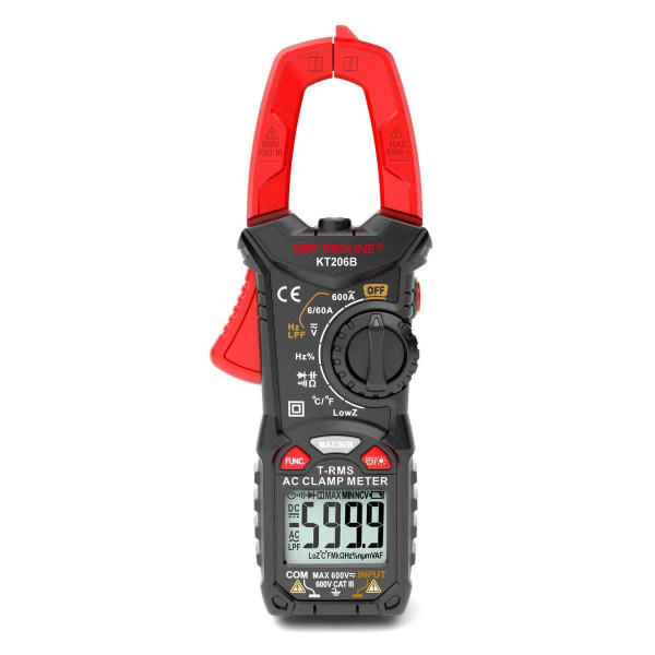 Токовые клещи цифровые KT 206B серия PROLINE с True RMS, автоматическим выбором пределов измерений