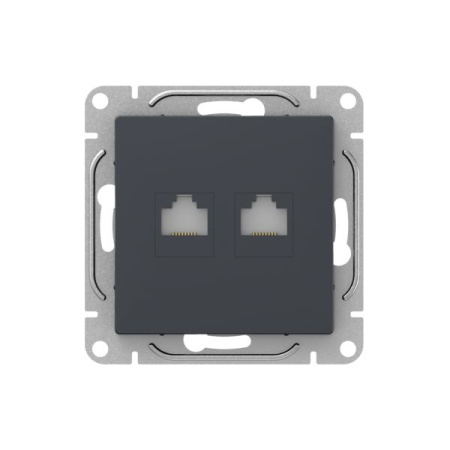 Механизм розетки RJ45 - 2шт, (cat5), графит Эпика EKF