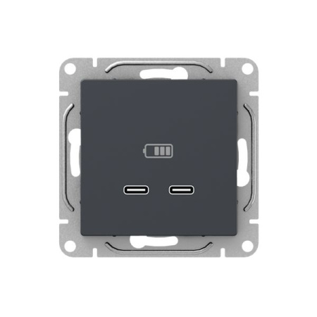 Механизм розетки USB-C - 2шт, графит Эпика EKF
