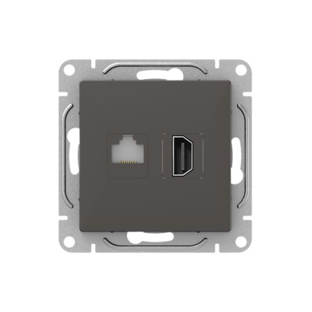 Механизм розетки HDMI+RJ45 (cat5), мокко Эпика EKF