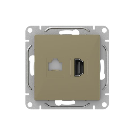 Механизм розетки HDMI+RJ45 (cat5), шампань Эпика EKF