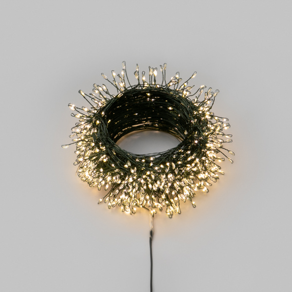 Гирлянда светодиодная Роса Фейерверк с контроллером 40м 1000 LED ТЕПЛЫЙ БЕЛЫЙ IP20 на катушке, зеленый провод NEON-NIGHT