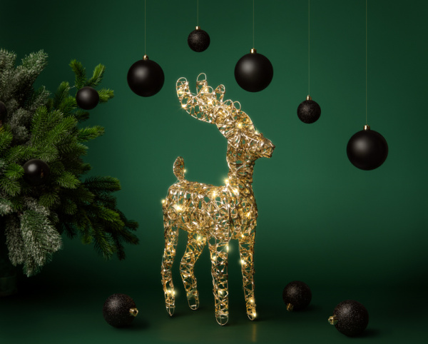 Светодиодная фигура Олень 37см, цвет свечения теплый белый, питание 3хAA (не в комплекте) NEON-NIGHT
