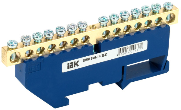 Шина N "ноль" на DIN-изол ШНИ-6х9-14-Д-С IEK