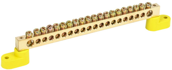 Шина PE "земля" на двух угловых изоляторах ШНИ-8х12-20-У2-Ж IEK