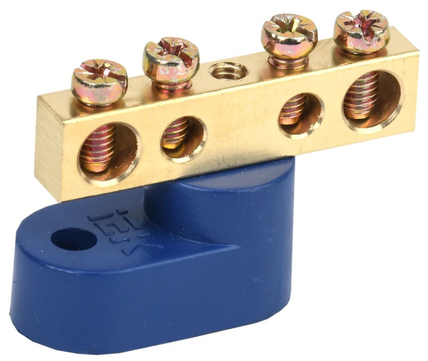 Шина N "ноль" на одном угловом изоляторе ШНИ-6х9-4-У1-С IEK