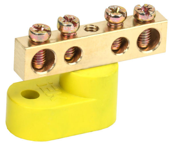 Шина PE "земля" на одном угловом изоляторе ШНИ-6х9-4-У1-Ж IEK