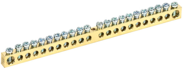 Шина PEN "земля-ноль" 8х12мм 22/1 (22групп/крепеж по центру) IEK