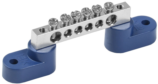 Шина N "ноль" на двух угловых изоляторах с никелевым покрытием ШНИ-6х9-6-У2-С IEK