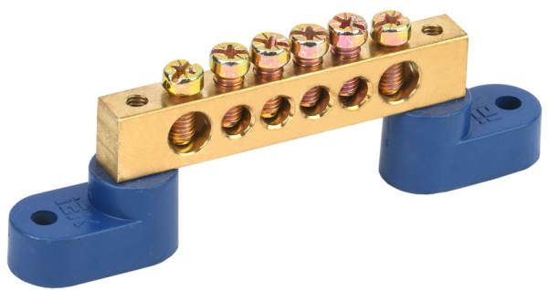 Шина N "ноль" на двух угловых изоляторах ШНИ-8х12-6-У2-С IEK