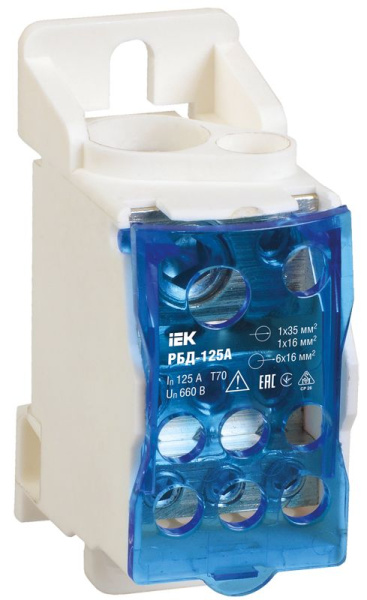 Блок распределительный РБД-125А на DIN-рейку IEK