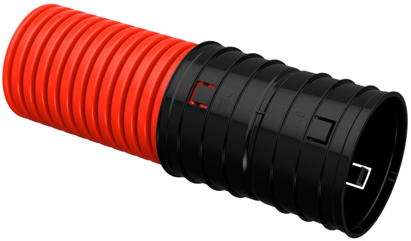 ELASTA Труба гофрированная двустенная жесткая ПНД d=140мм красная (6м) IEK