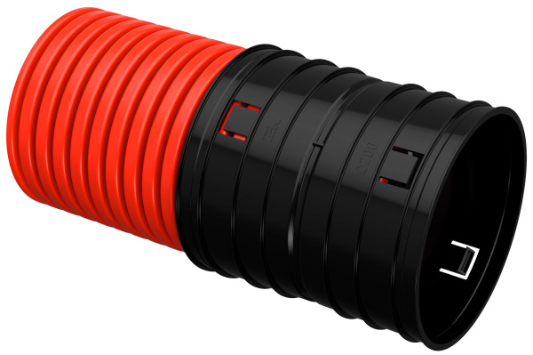ELASTA Труба гофрированная двустенная жесткая ПНД d=200мм красная (6м) IEK